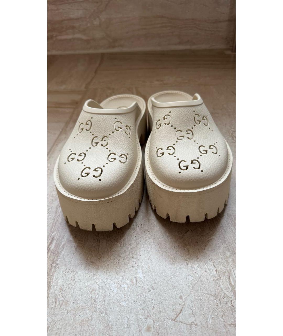 GUCCI Бежевые резиновые сабо, фото 2
