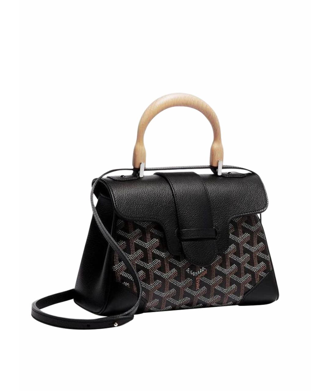 GOYARD Черная кожаная сумка с короткими ручками, фото 1