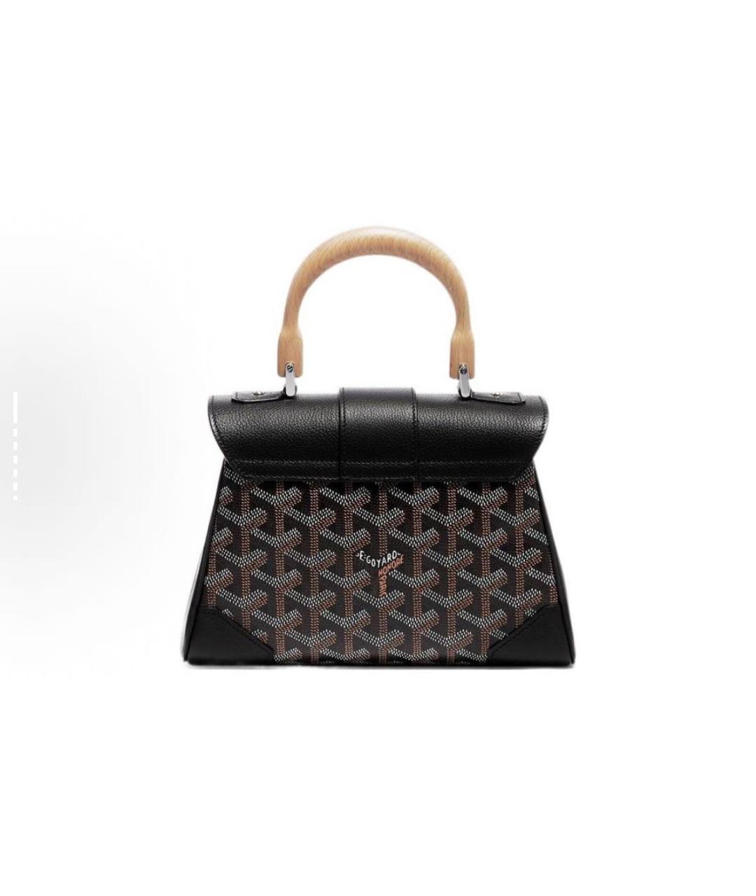 GOYARD Черная кожаная сумка с короткими ручками, фото 2