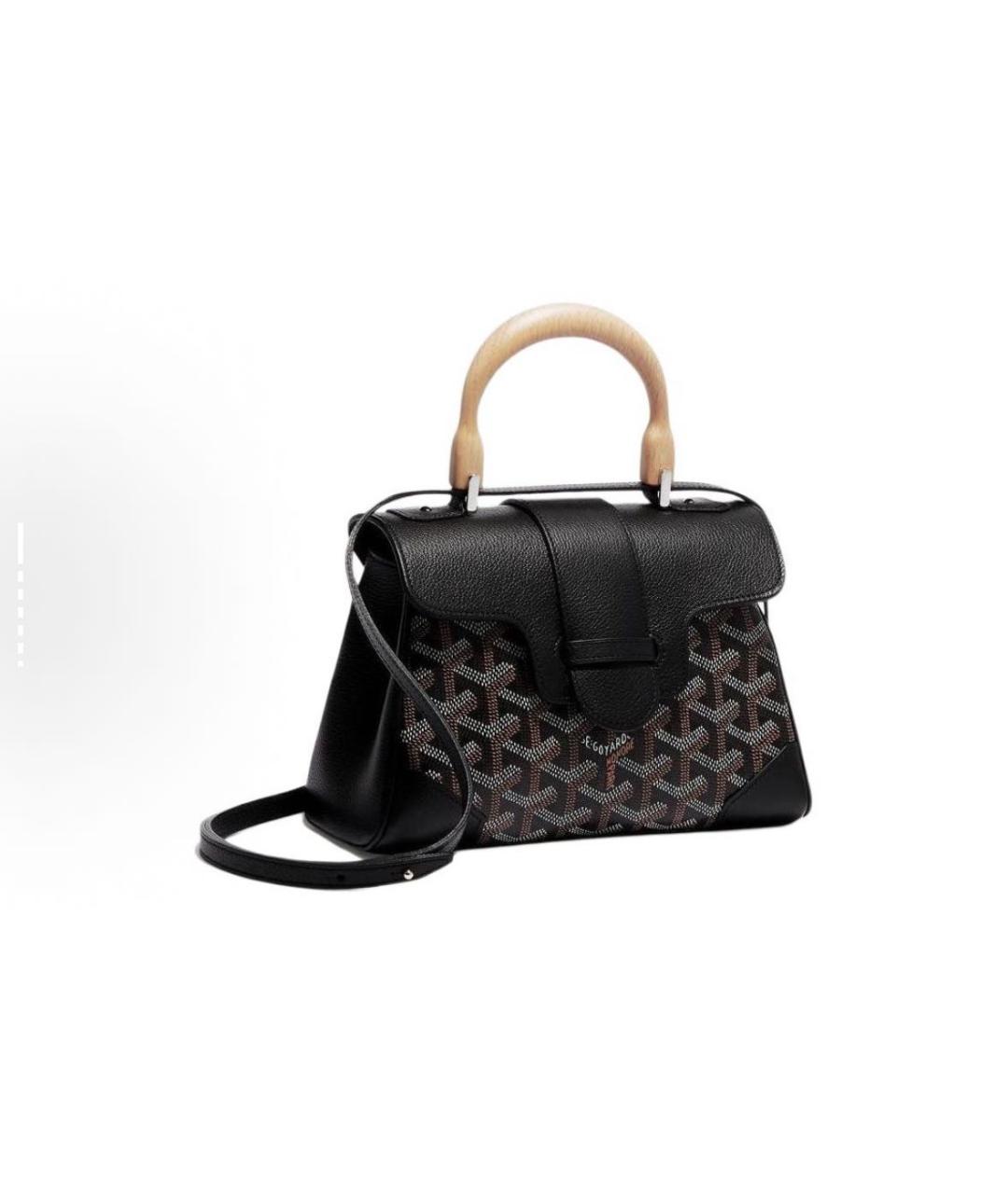 GOYARD Черная кожаная сумка с короткими ручками, фото 5