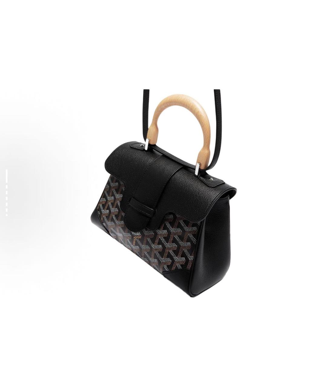 GOYARD Черная кожаная сумка с короткими ручками, фото 4