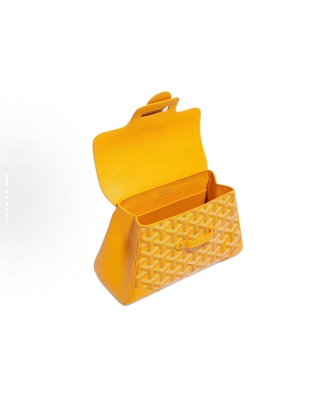 GOYARD Желтая кожаная сумка с короткими ручками, фото 3