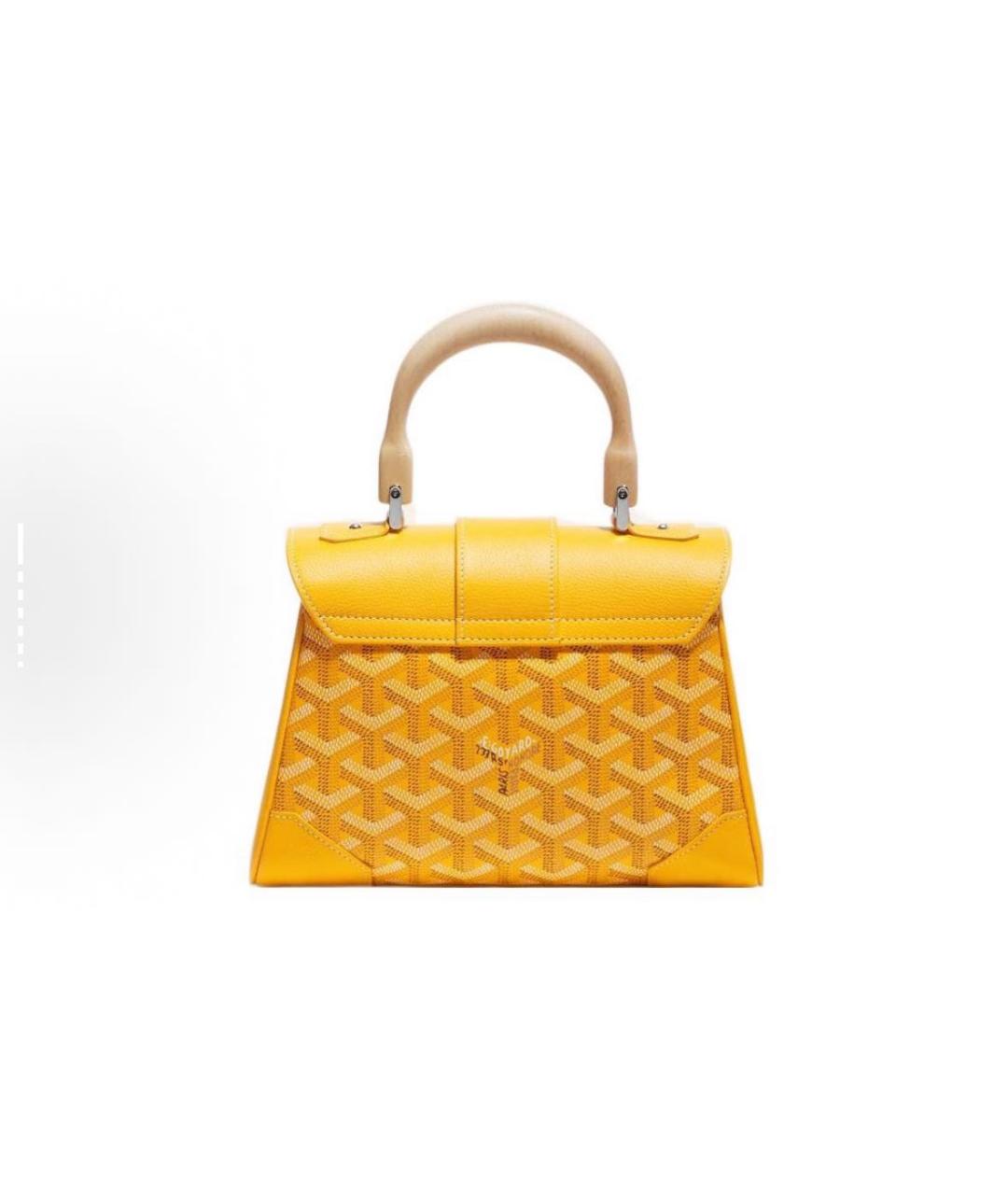GOYARD Желтая кожаная сумка с короткими ручками, фото 2