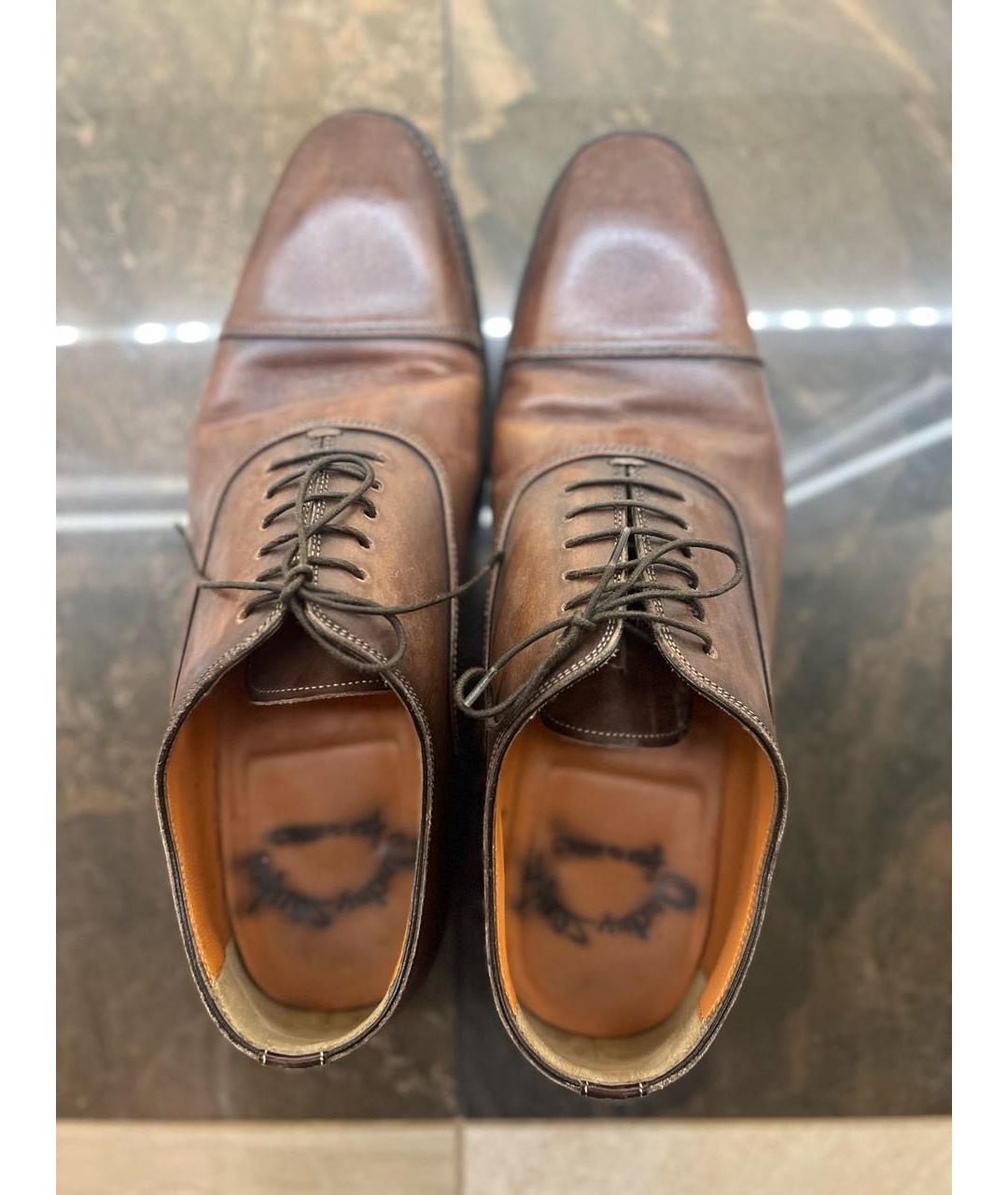 SANTONI Коричневые кожаные туфли, фото 3