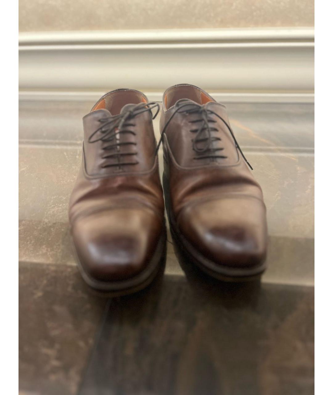 SANTONI Коричневые кожаные туфли, фото 2