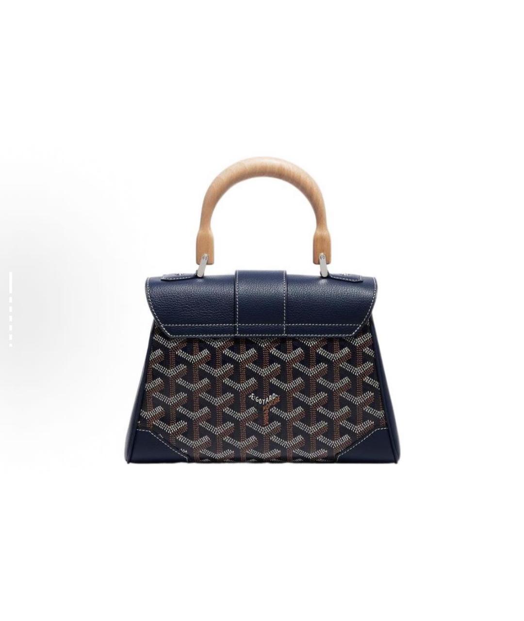 GOYARD Темно-синяя кожаная сумка с короткими ручками, фото 2