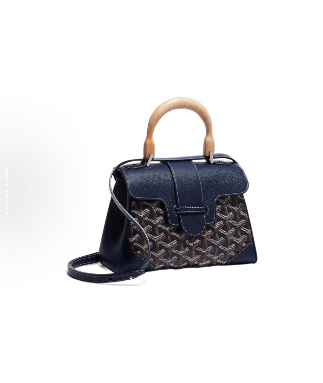 GOYARD Темно-синяя кожаная сумка с короткими ручками, фото 5