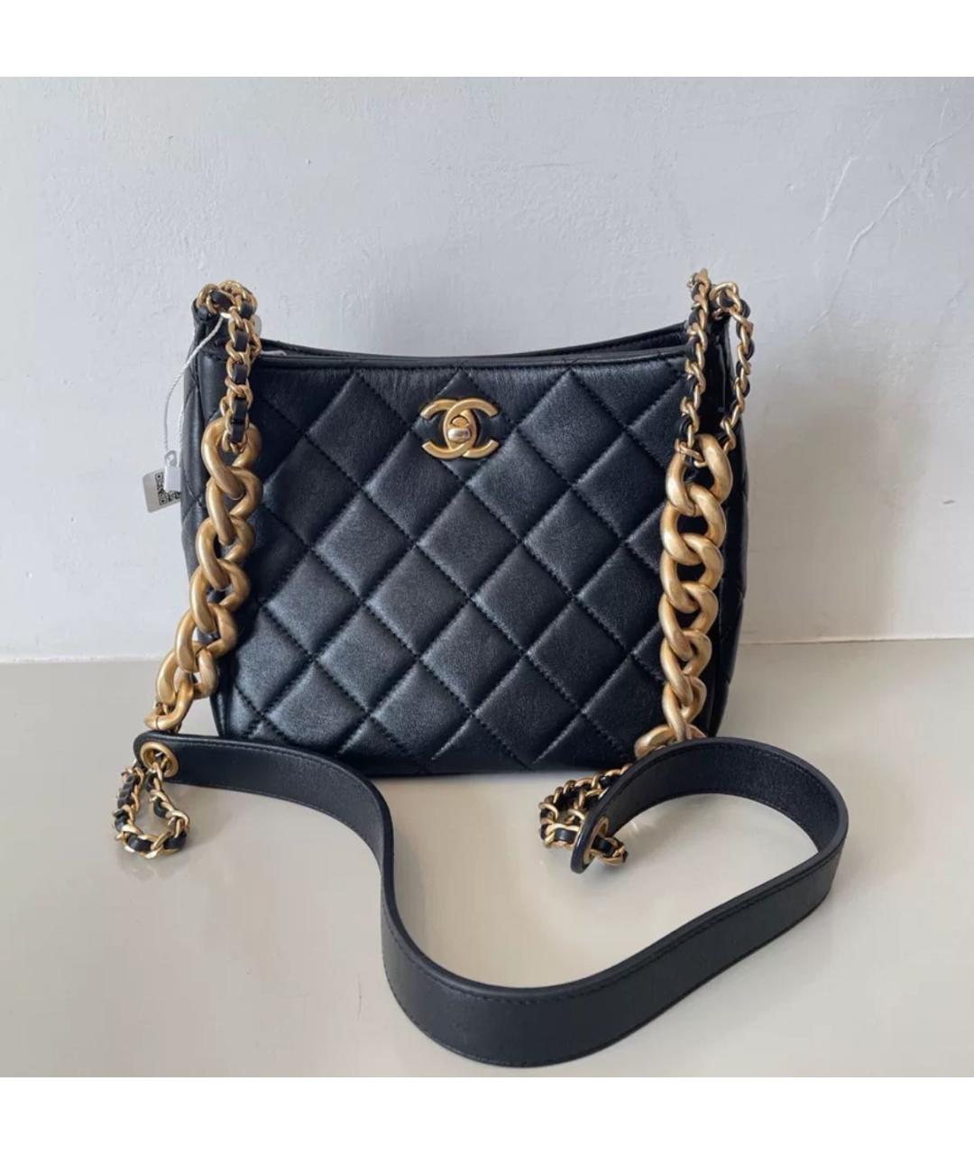 CHANEL Черная кожаная сумка на плечо, фото 2