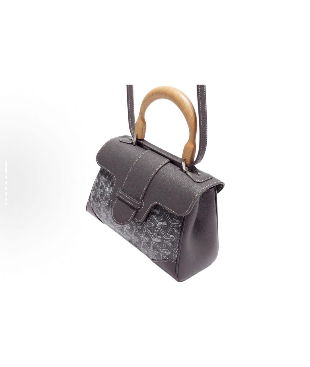 GOYARD Антрацитовая кожаная сумка с короткими ручками, фото 4