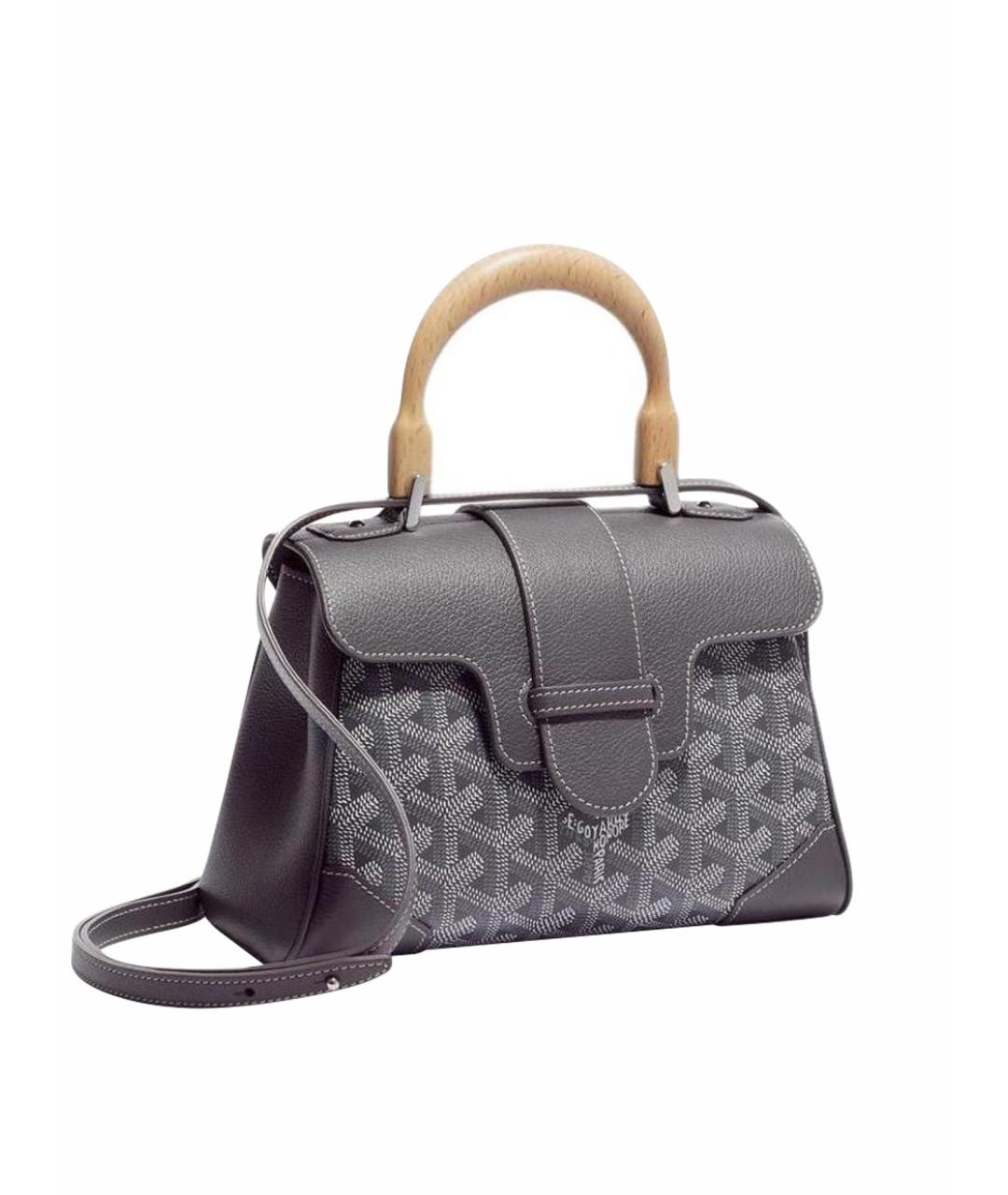 GOYARD Антрацитовая кожаная сумка с короткими ручками, фото 1