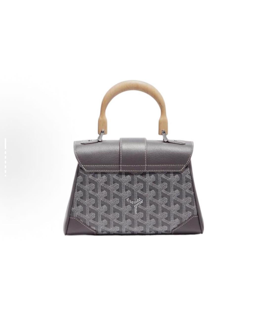 GOYARD Антрацитовая кожаная сумка с короткими ручками, фото 2