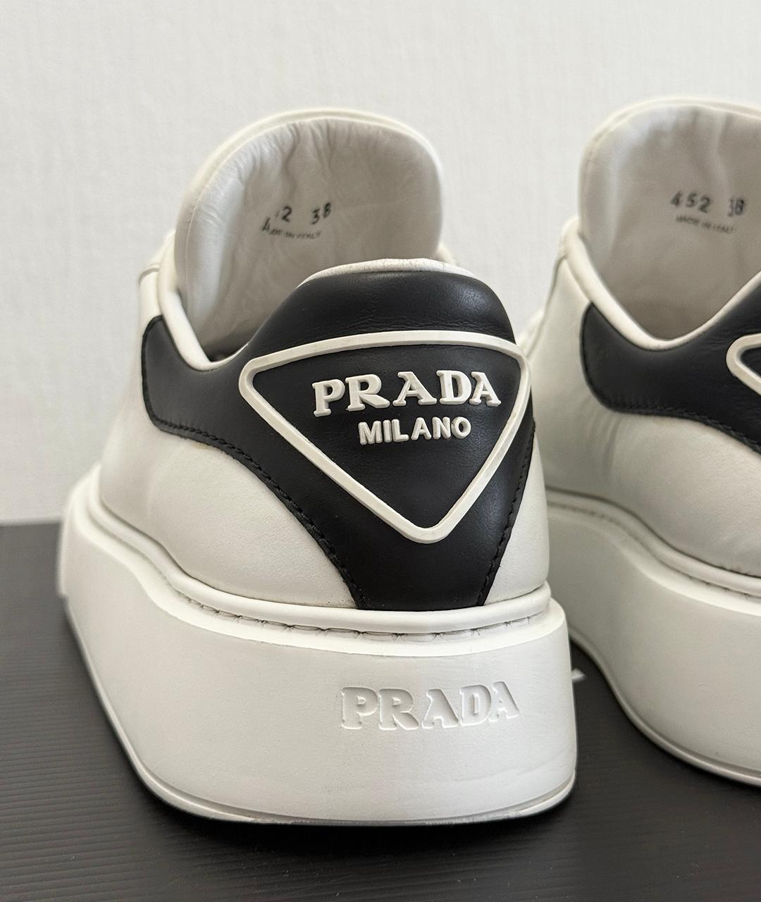PRADA Белые кожаные кеды, фото 9
