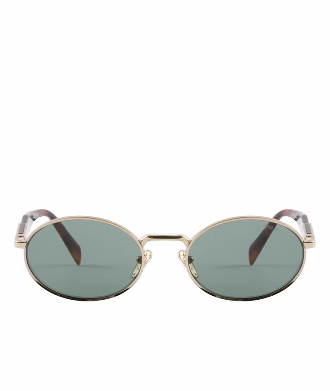 PRADA Золотые металлические солнцезащитные очки, фото 1