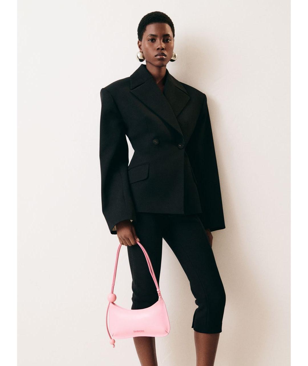 JACQUEMUS Розовая кожаная сумка с короткими ручками, фото 2