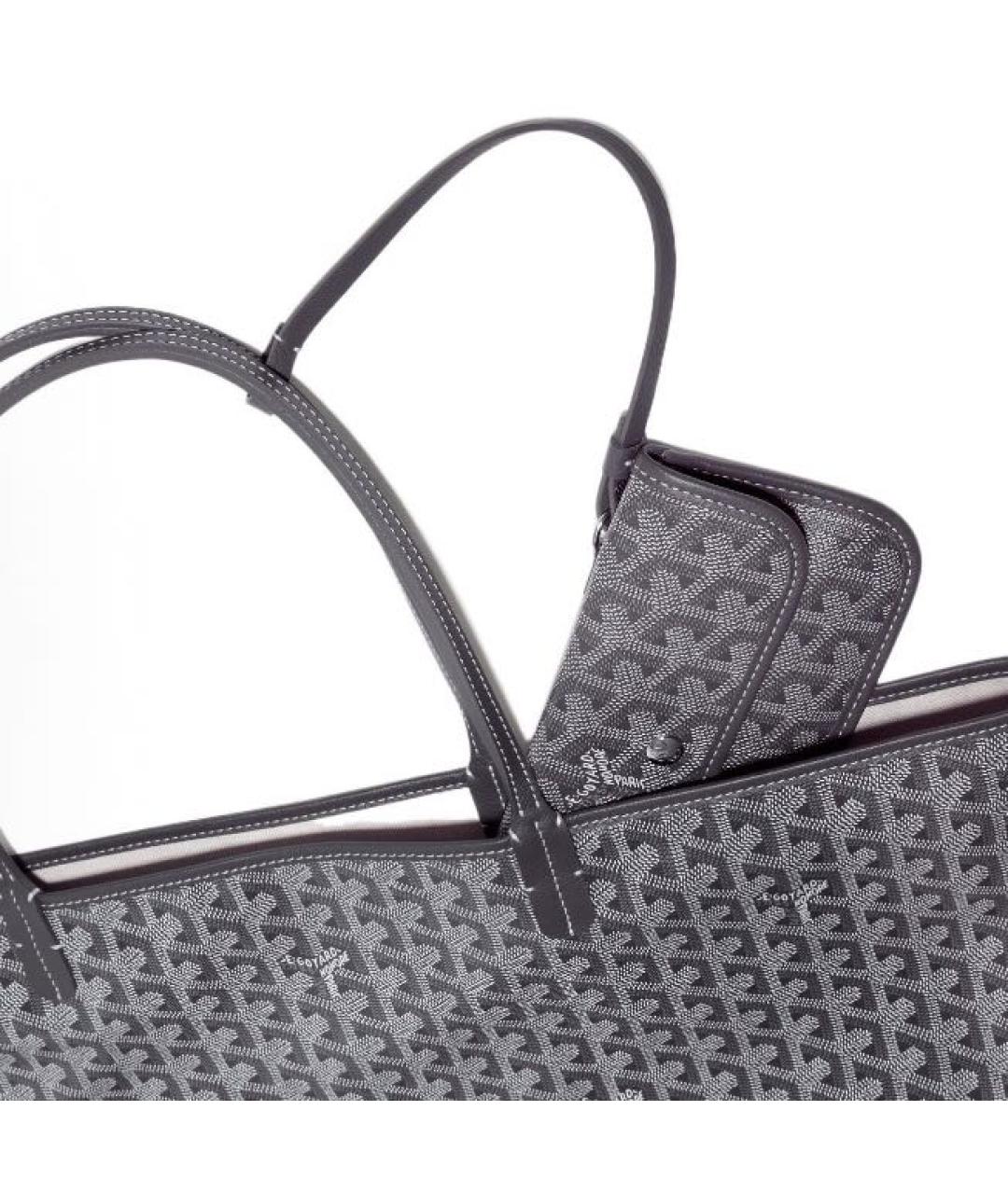 GOYARD Антрацитовая кожаная сумка тоут, фото 4