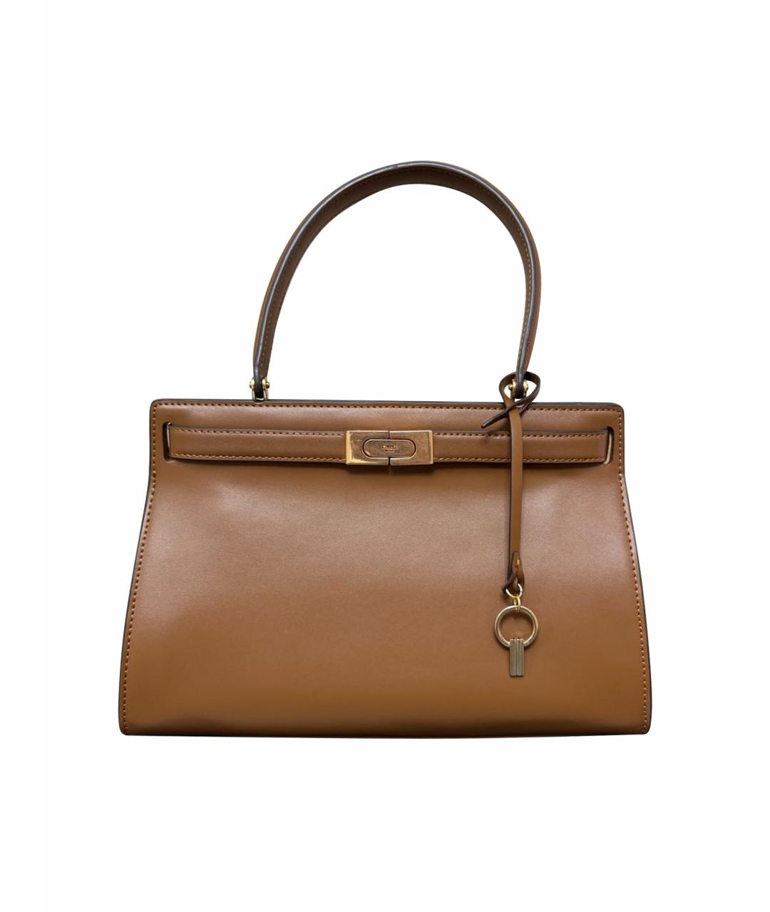 TORY BURCH Коричневая кожаная сумка с короткими ручками, фото 1
