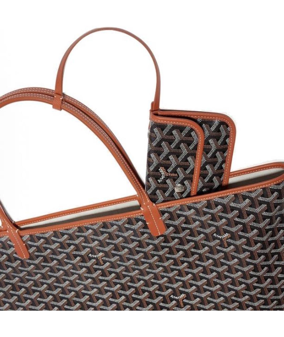 GOYARD Коричневая кожаная сумка тоут, фото 4