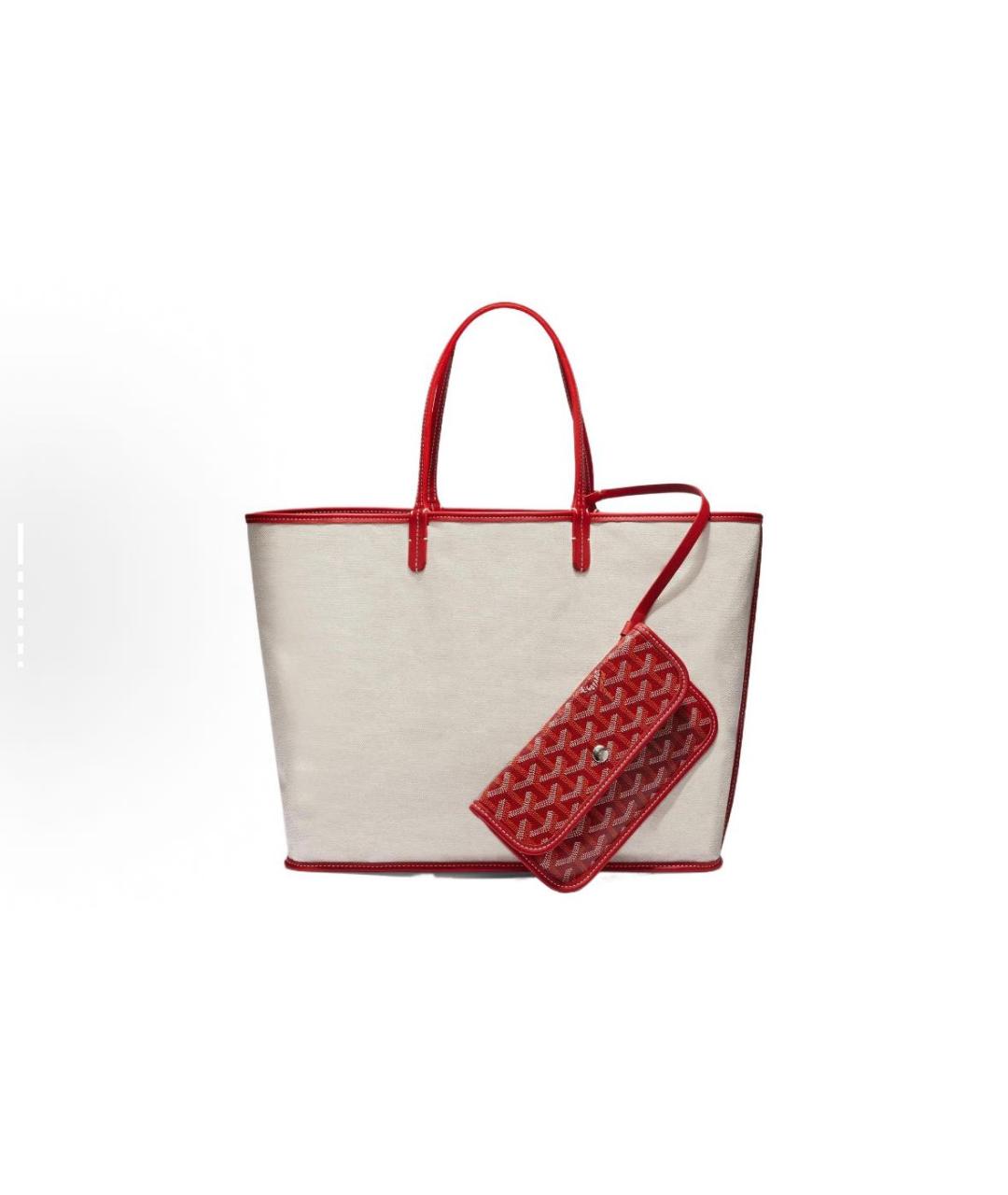 GOYARD Красная кожаная сумка тоут, фото 3