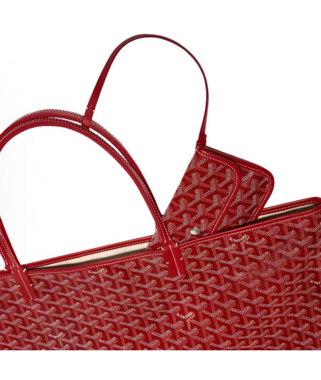 GOYARD Красная кожаная сумка тоут, фото 4