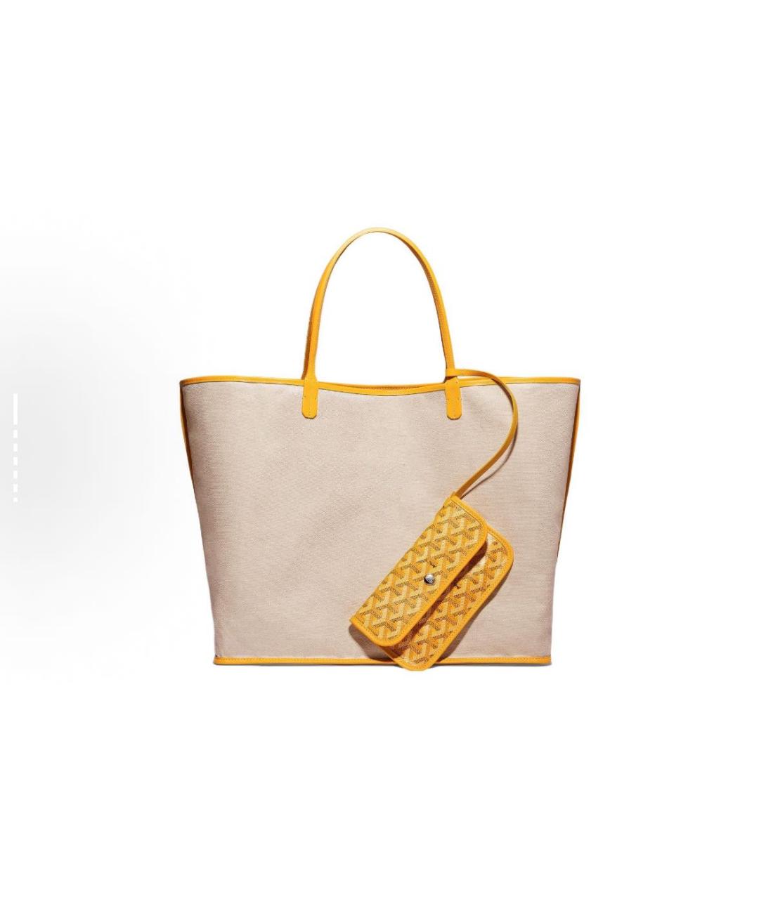 GOYARD Желтая кожаная сумка тоут, фото 3