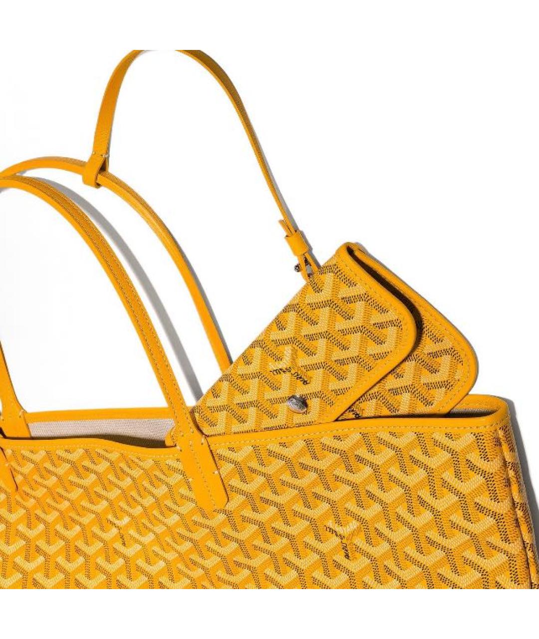 GOYARD Желтая кожаная сумка тоут, фото 4