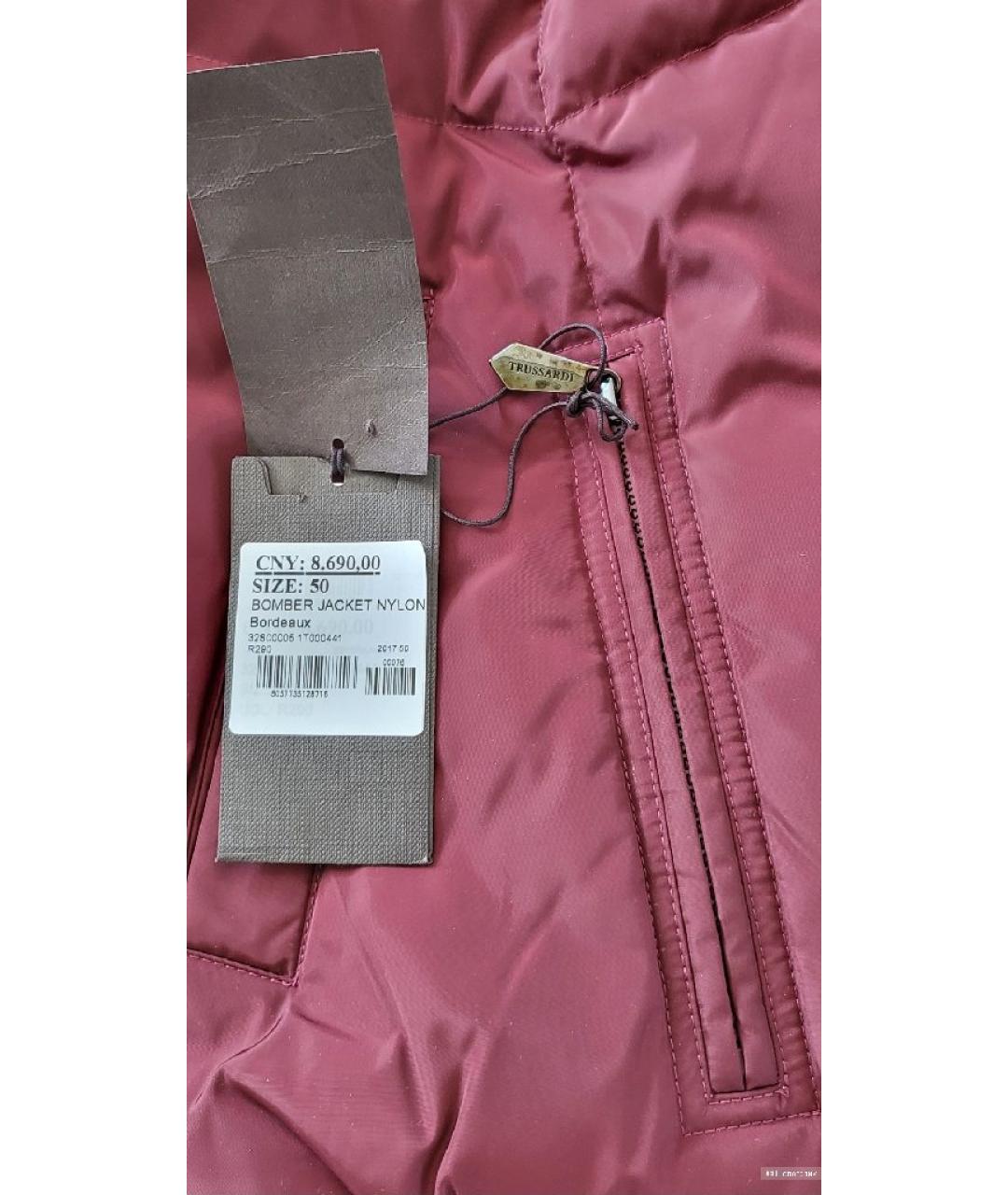 TRUSSARDI Бордовый кожаный пуховик, фото 8