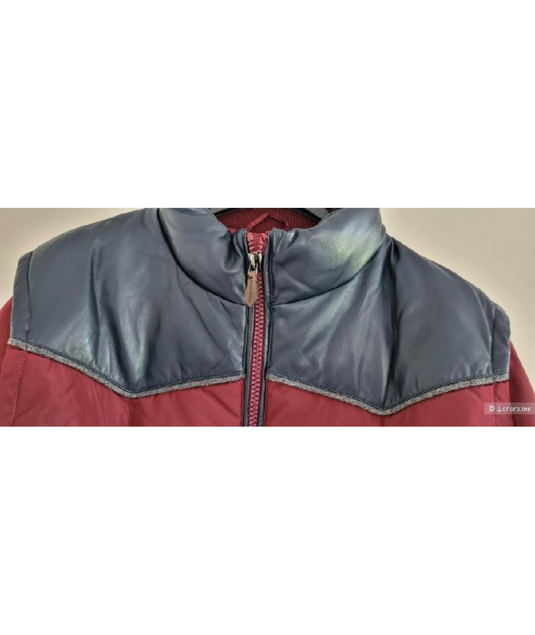 TRUSSARDI Бордовый кожаный пуховик, фото 4