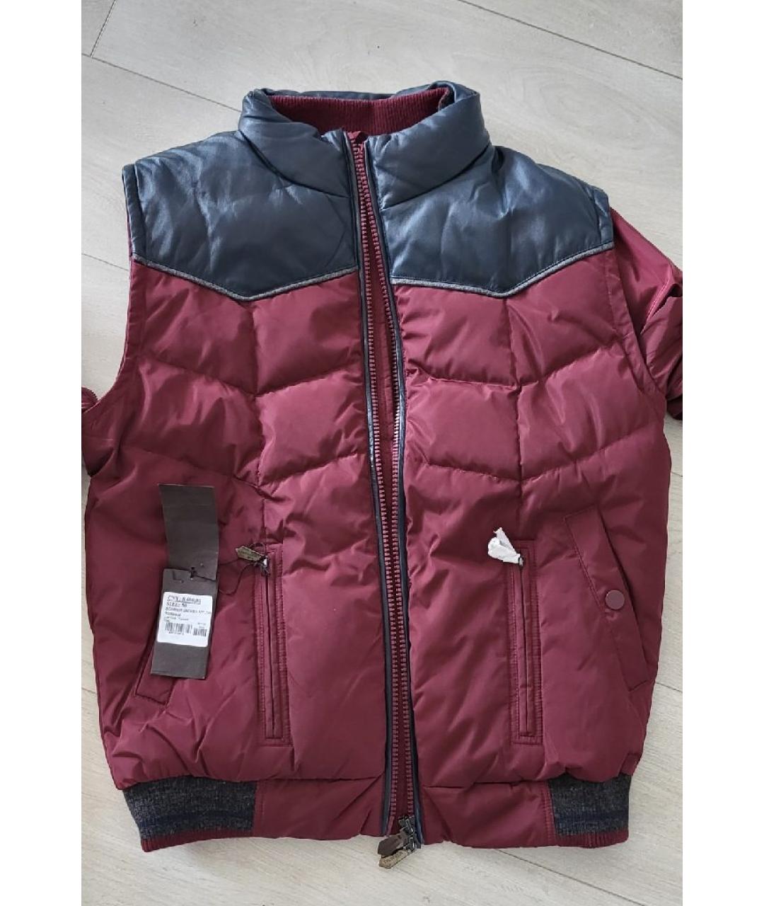TRUSSARDI Бордовый кожаный пуховик, фото 2