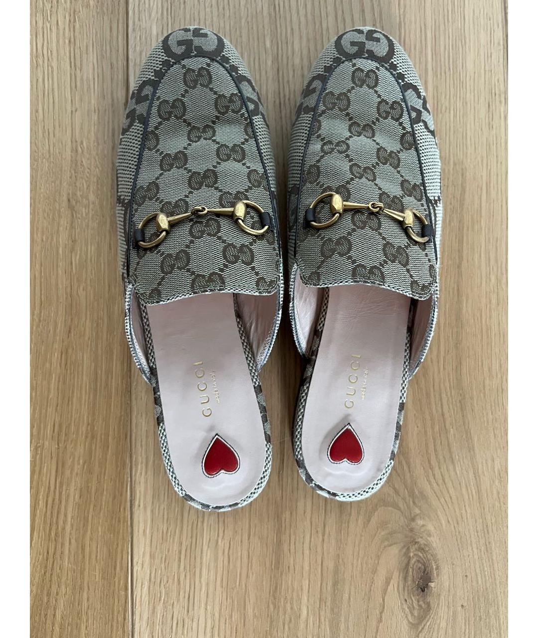 GUCCI Бежевые текстильные мюли, фото 3
