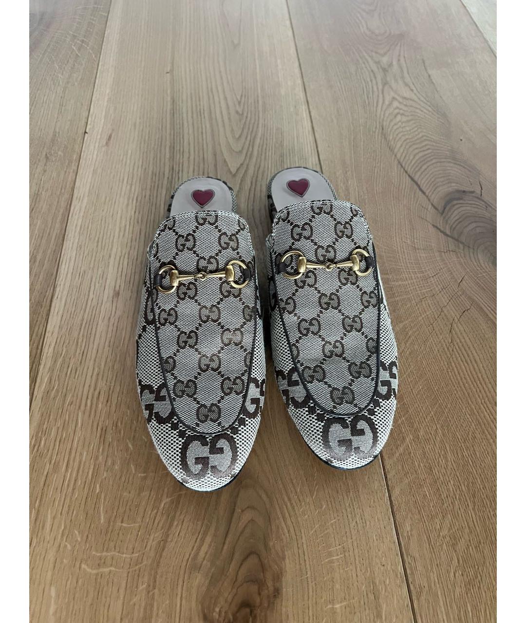GUCCI Бежевые текстильные мюли, фото 2