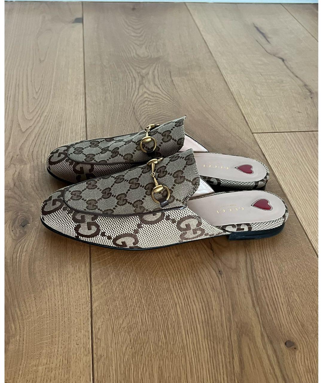 GUCCI Бежевые текстильные мюли, фото 5