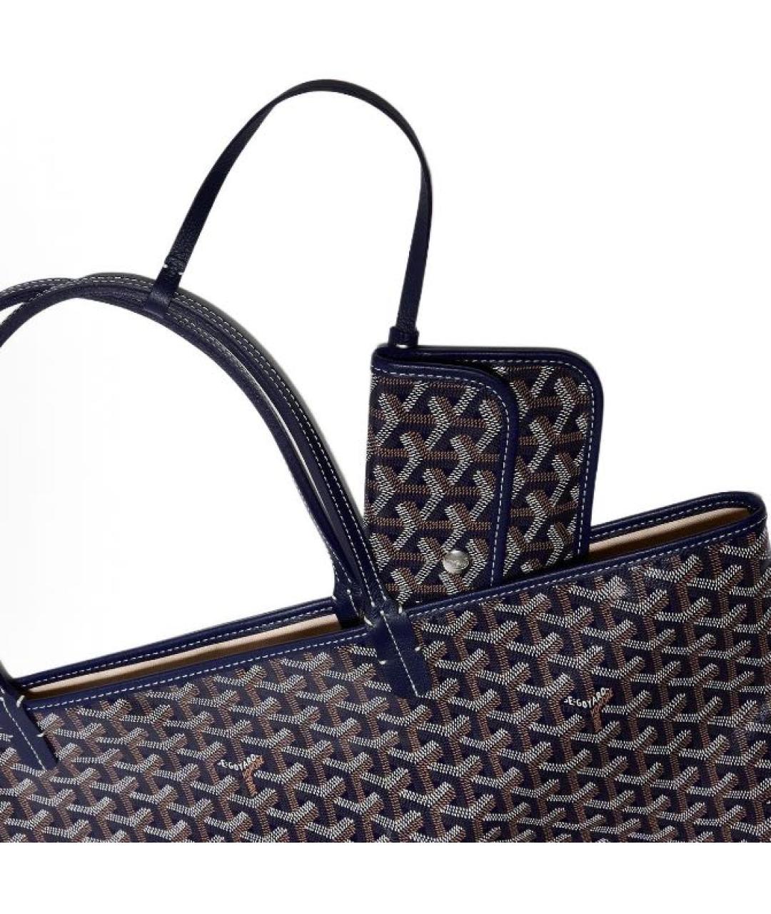 GOYARD Темно-синяя кожаная сумка тоут, фото 4