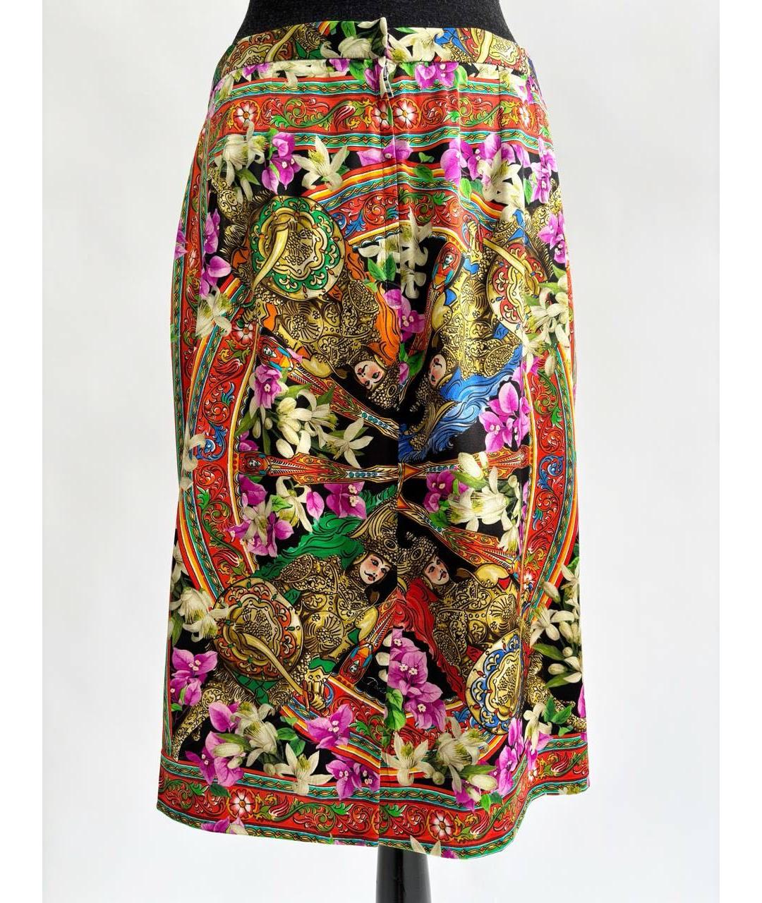 DOLCE&GABBANA Мульти шелковая юбка миди, фото 2