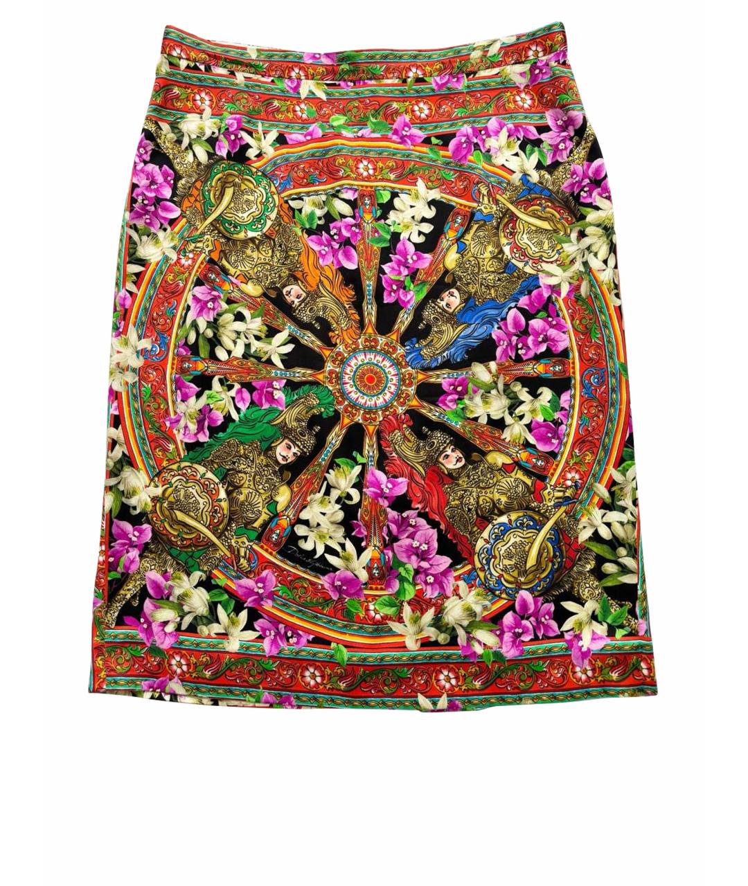DOLCE&GABBANA Мульти шелковая юбка миди, фото 1