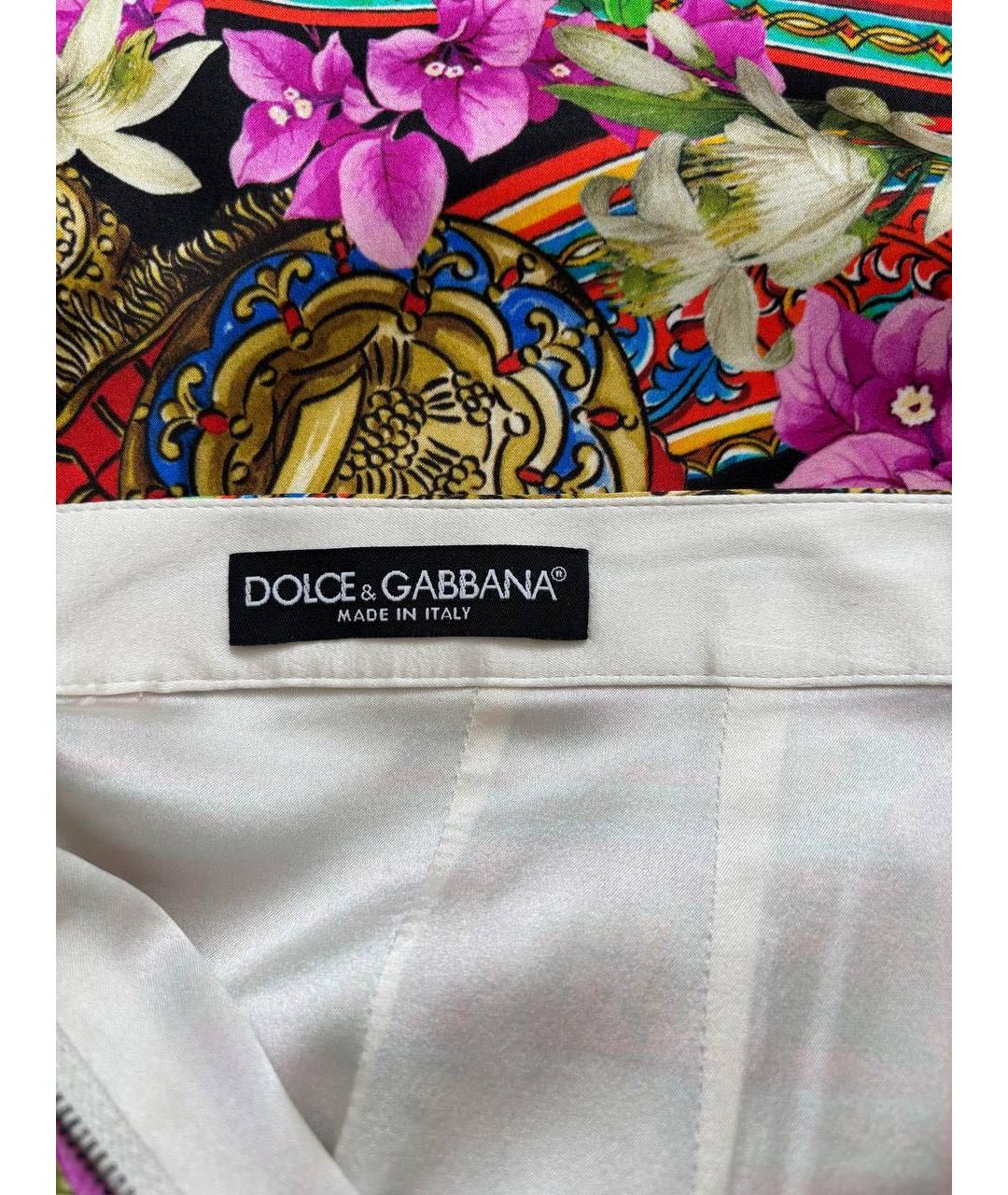 DOLCE&GABBANA Мульти шелковая юбка миди, фото 3
