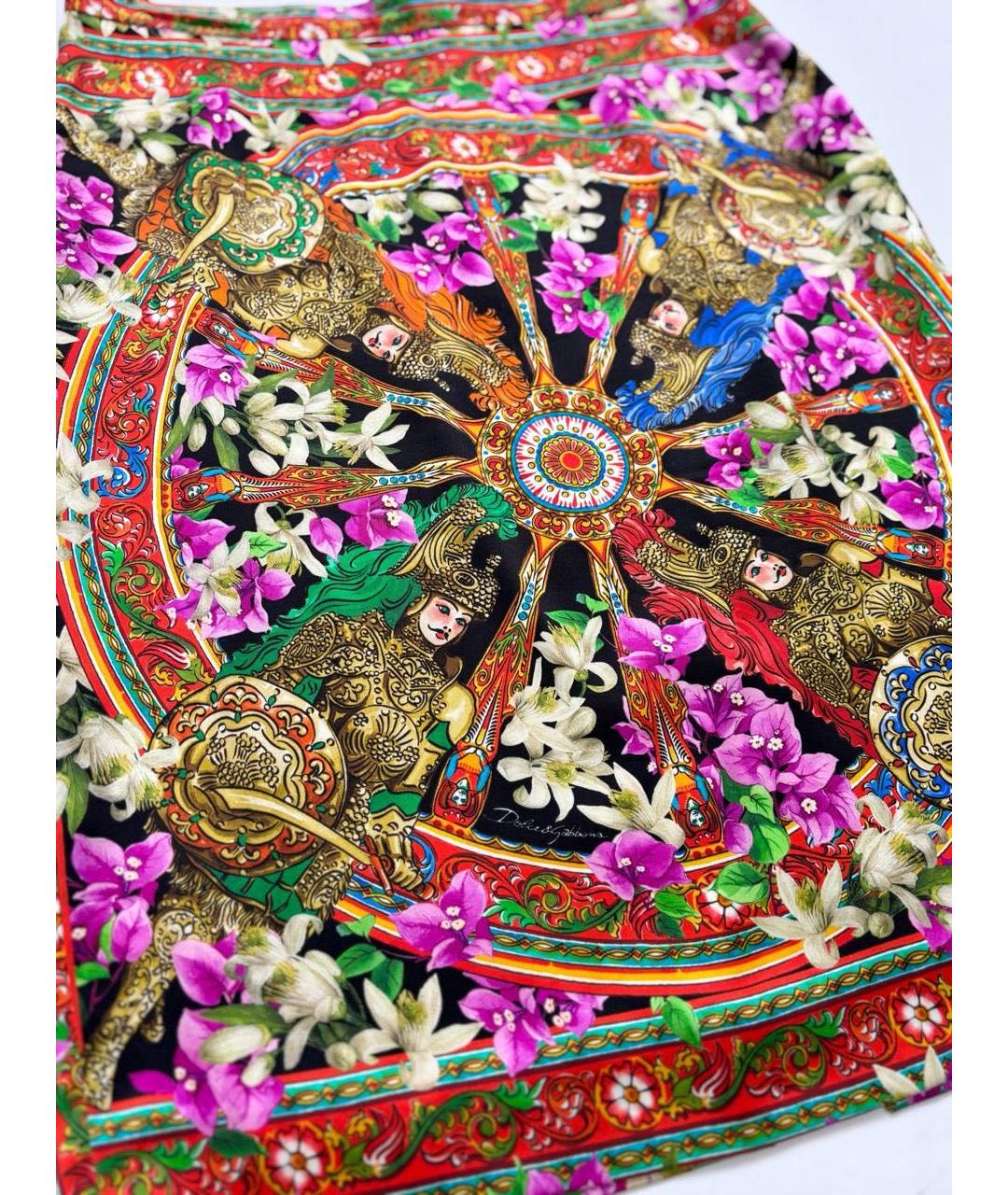DOLCE&GABBANA Мульти шелковая юбка миди, фото 8
