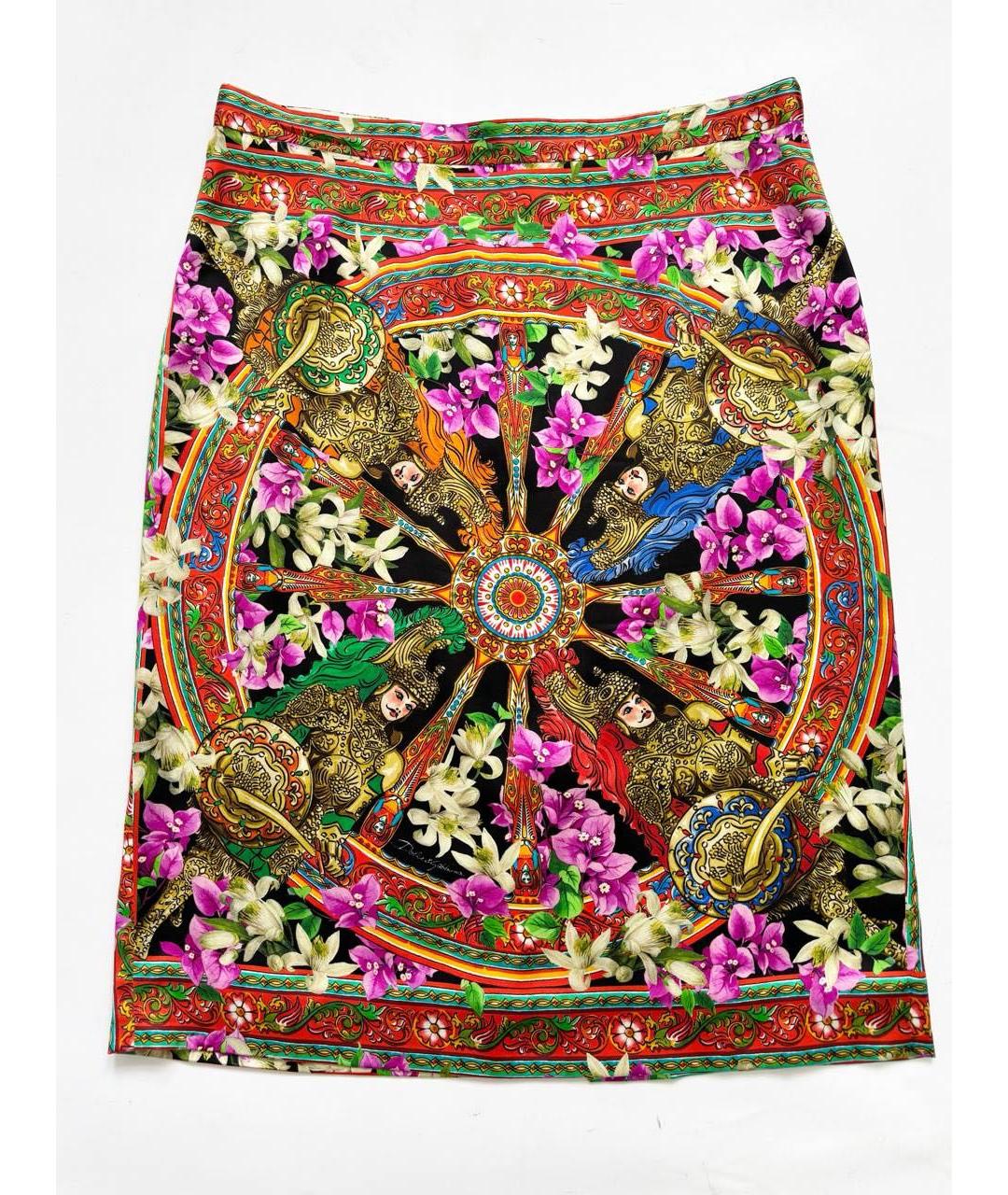 DOLCE&GABBANA Мульти шелковая юбка миди, фото 9