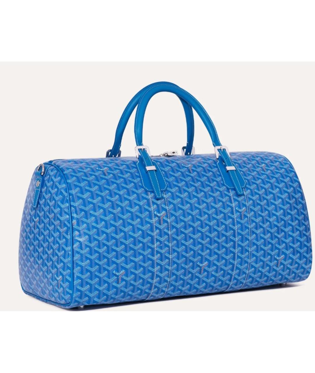 GOYARD Голубая кожаная дорожная/спортивная сумка, фото 4