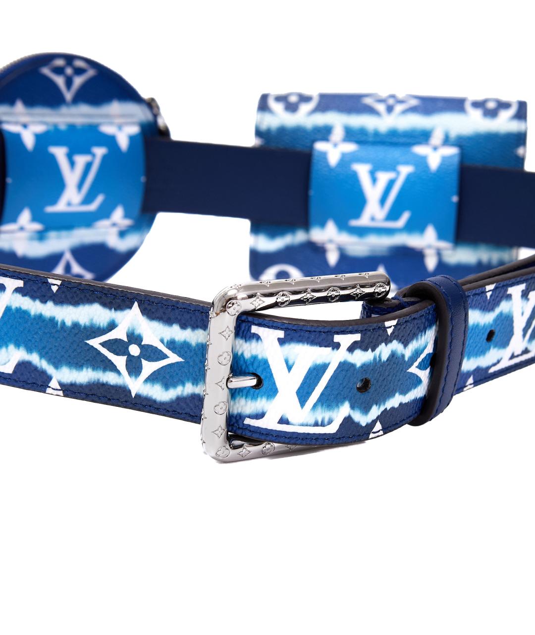 LOUIS VUITTON Синяя кожаная поясная сумка, фото 3