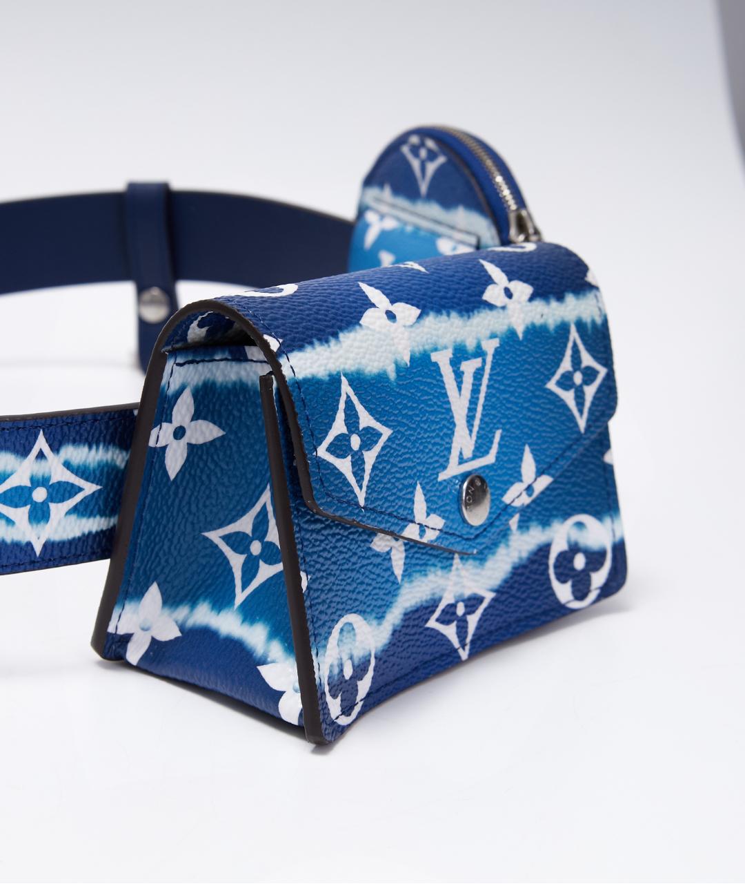 LOUIS VUITTON Синяя кожаная поясная сумка, фото 3