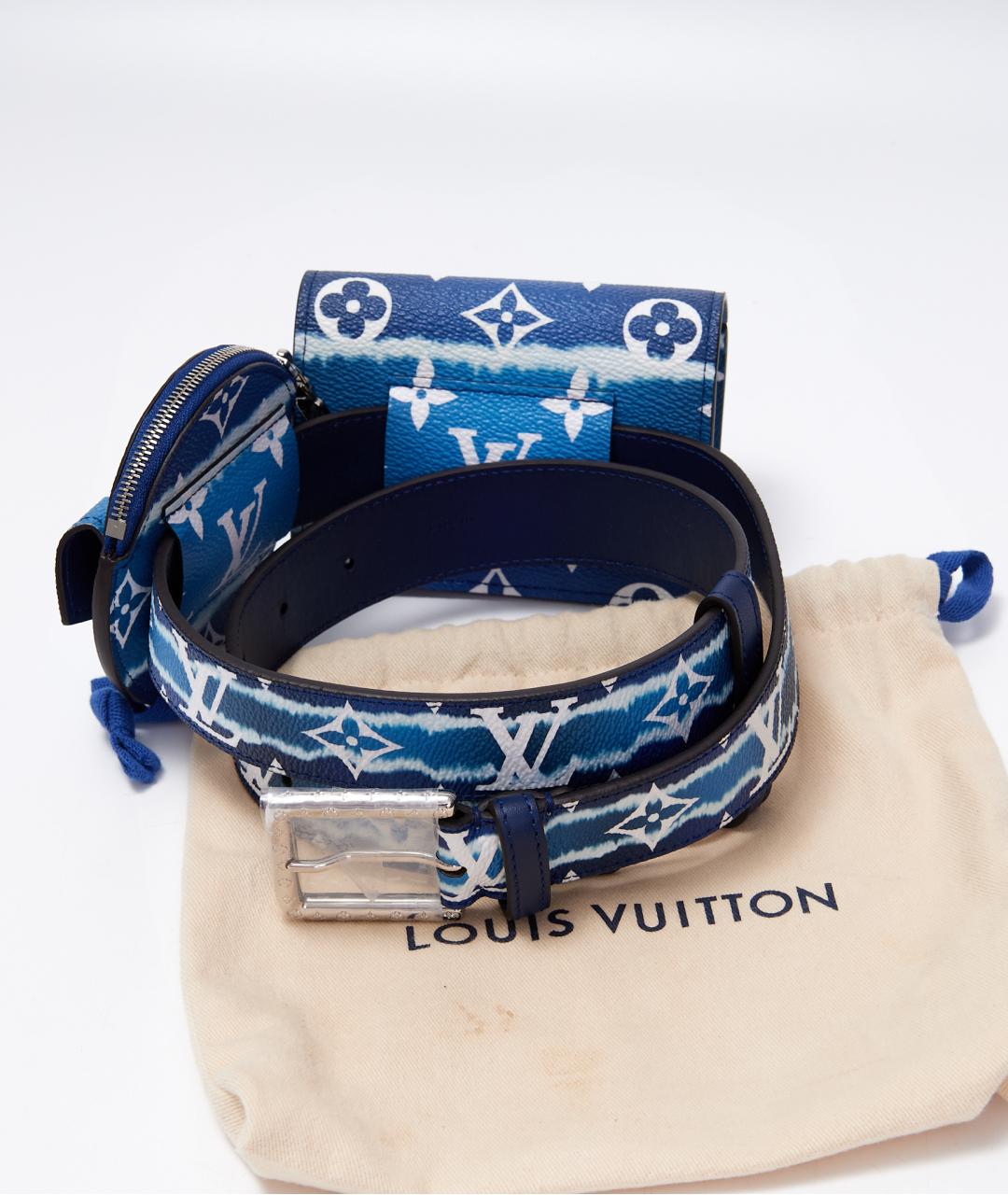 LOUIS VUITTON Синяя кожаная поясная сумка, фото 8