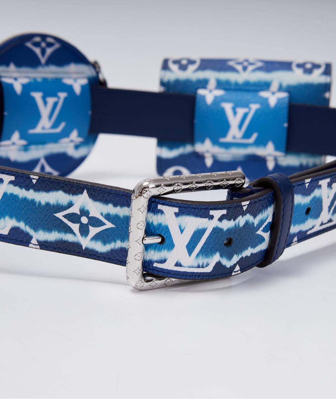 LOUIS VUITTON Синяя кожаная поясная сумка, фото 9