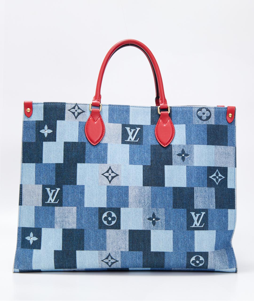 LOUIS VUITTON Синяя тканевая сумка тоут, фото 3