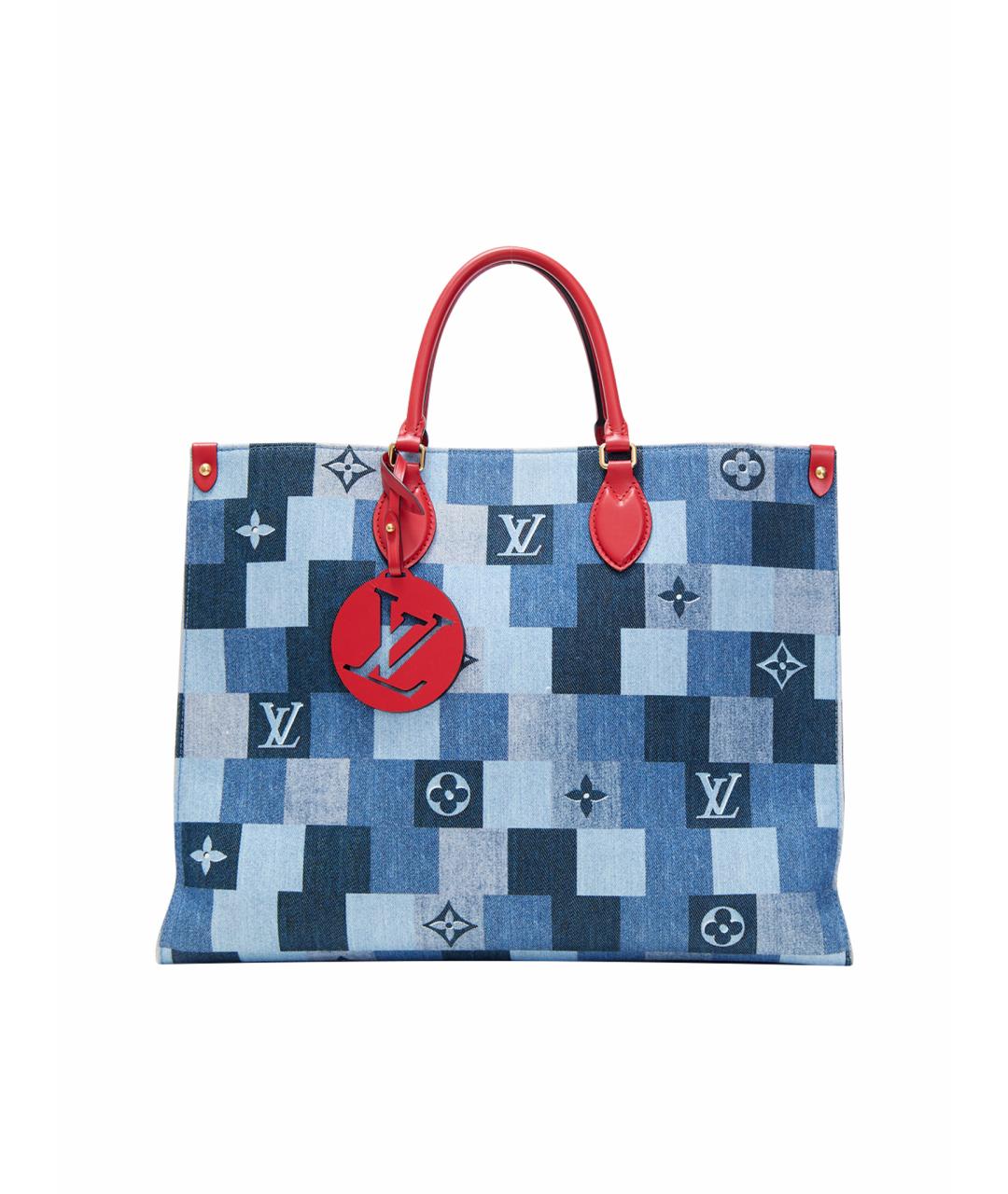 LOUIS VUITTON Синяя тканевая сумка тоут, фото 1