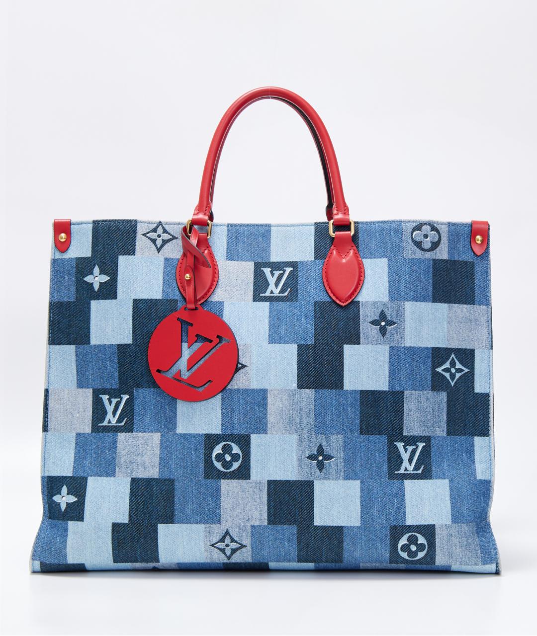 LOUIS VUITTON Синяя тканевая сумка тоут, фото 10
