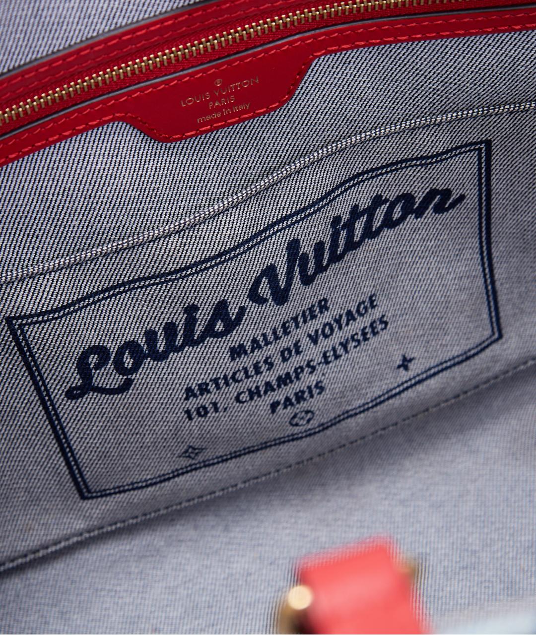 LOUIS VUITTON Синяя тканевая сумка тоут, фото 8