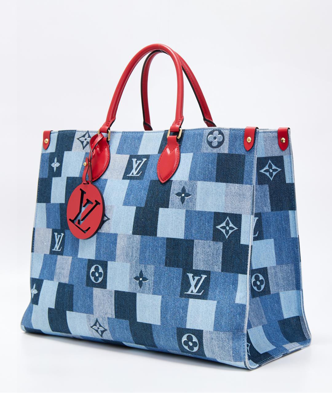 LOUIS VUITTON Синяя тканевая сумка тоут, фото 2