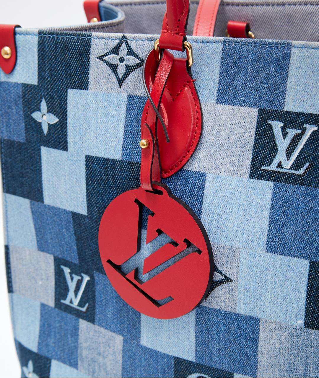 LOUIS VUITTON Синяя тканевая сумка тоут, фото 5