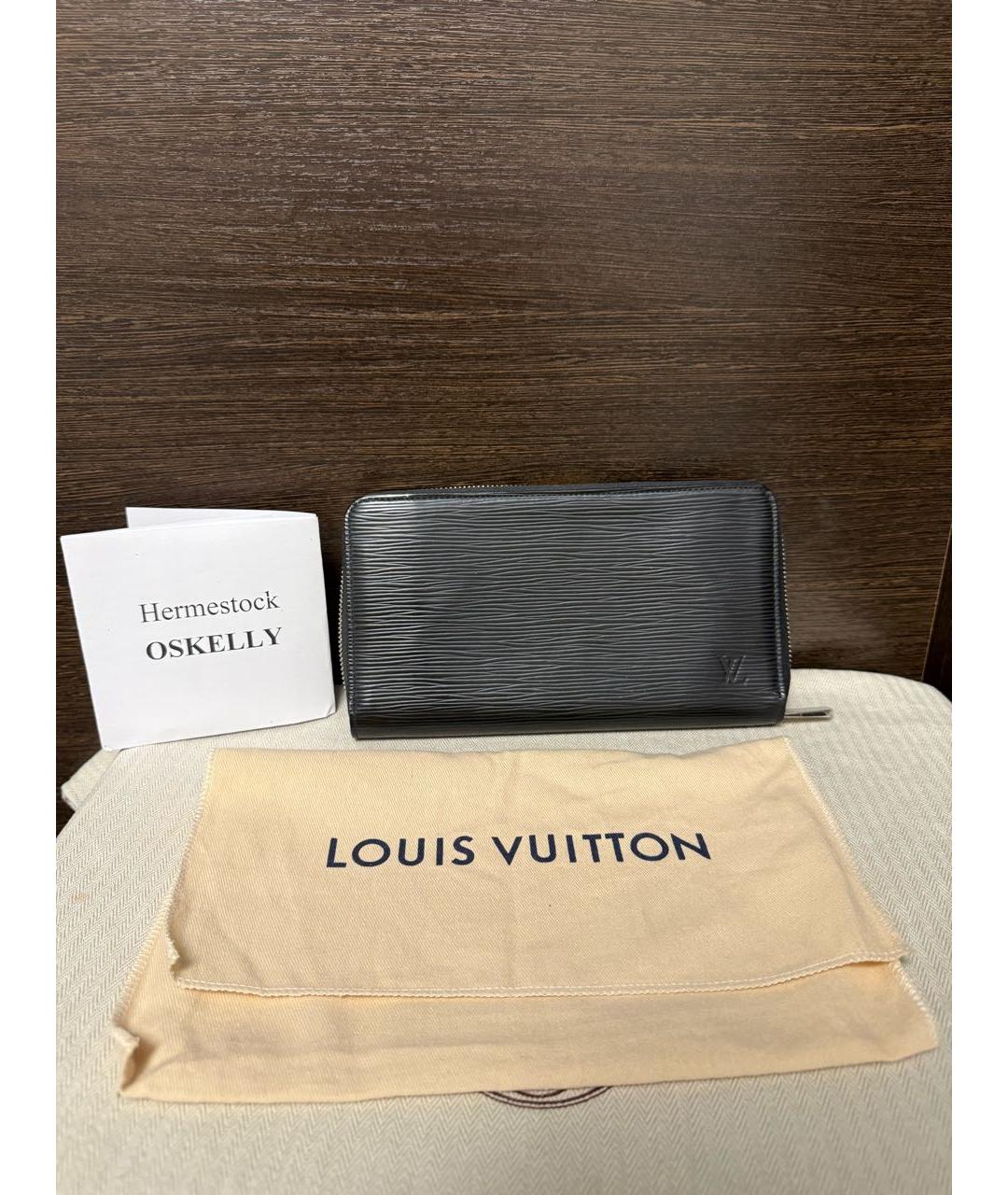 LOUIS VUITTON Черный кожаный кошелек, фото 6