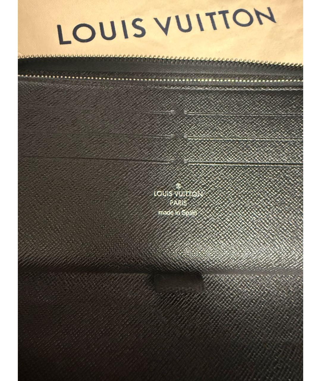 LOUIS VUITTON Черный кожаный кошелек, фото 3